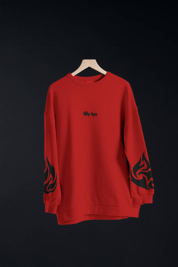 Fire Sleeves Red Sweatshirt (Oversized)