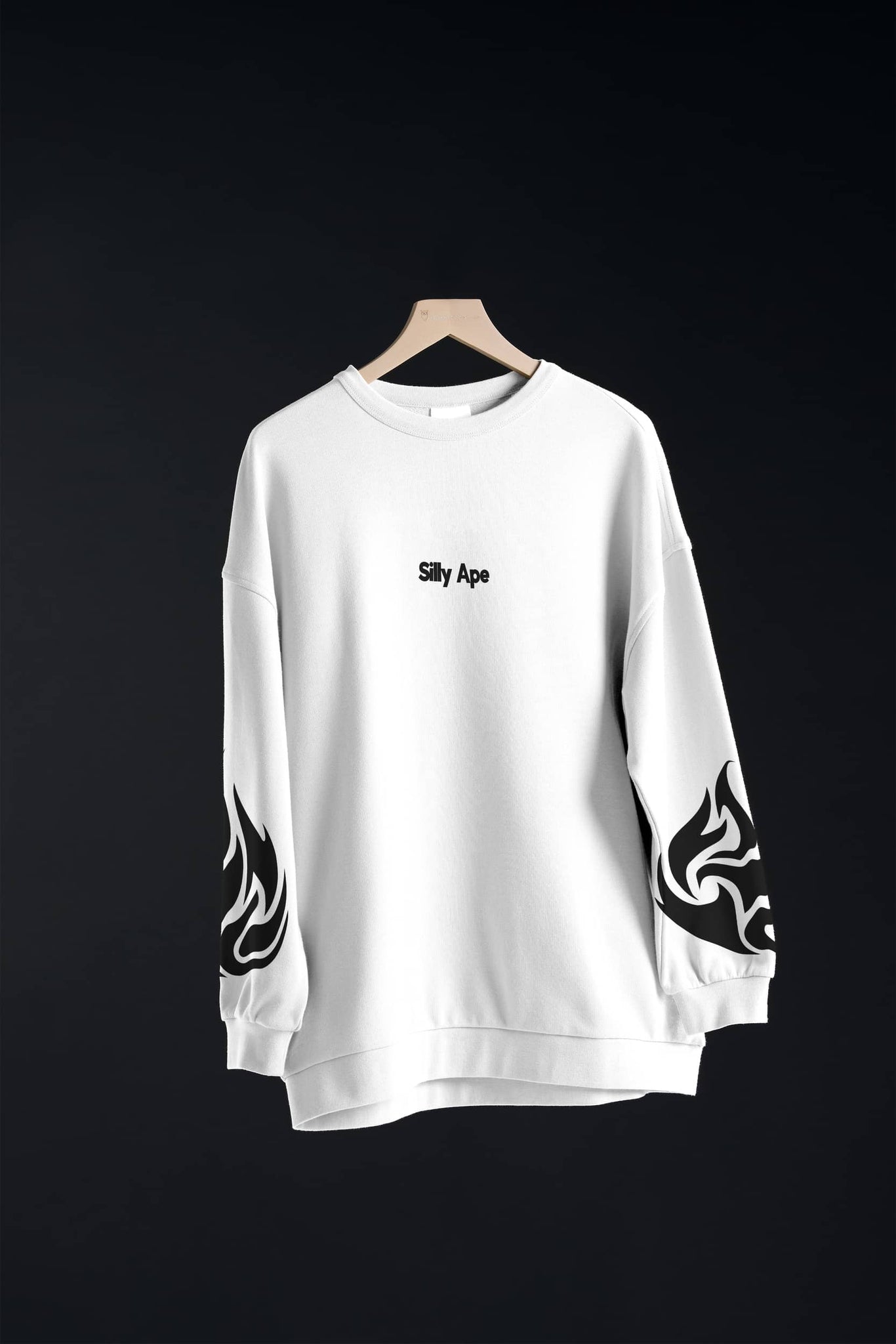 Fire Sleeves White Sweatshirt (Oversized)