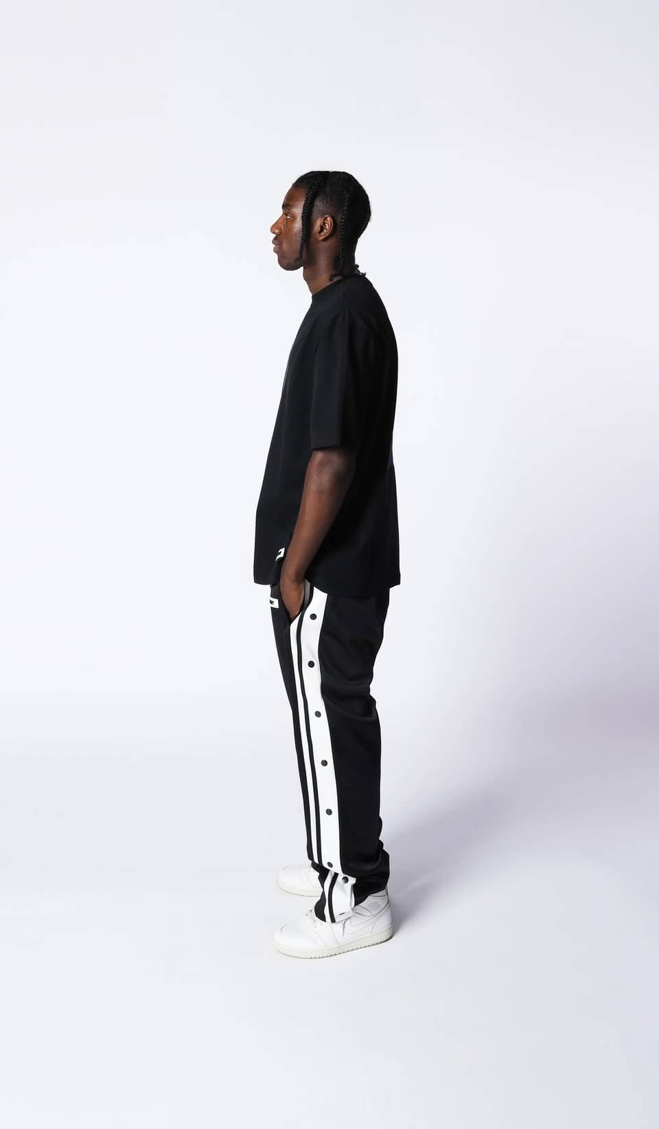 Snapped Black Trackpants