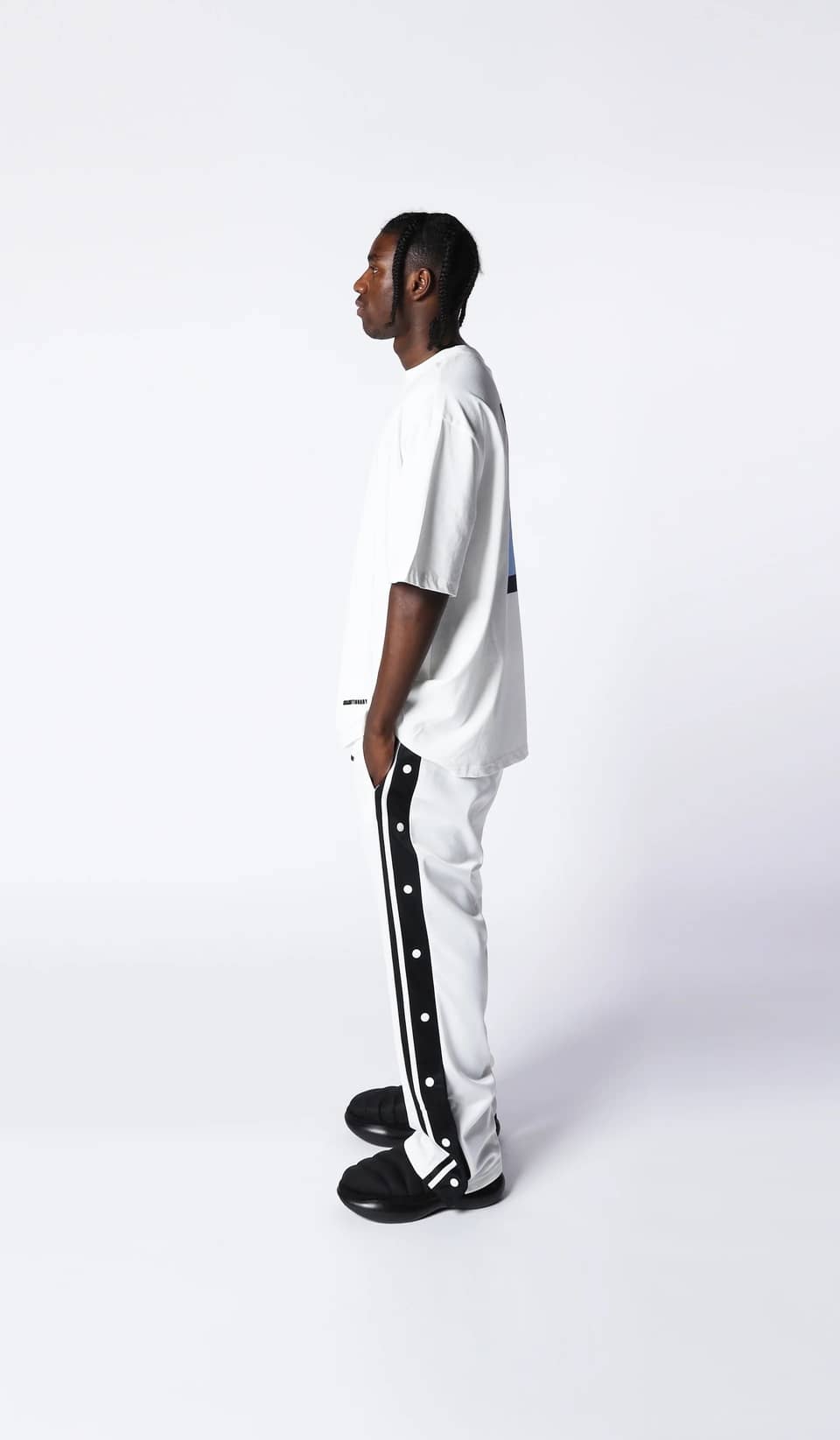 Snapped White Trackpants