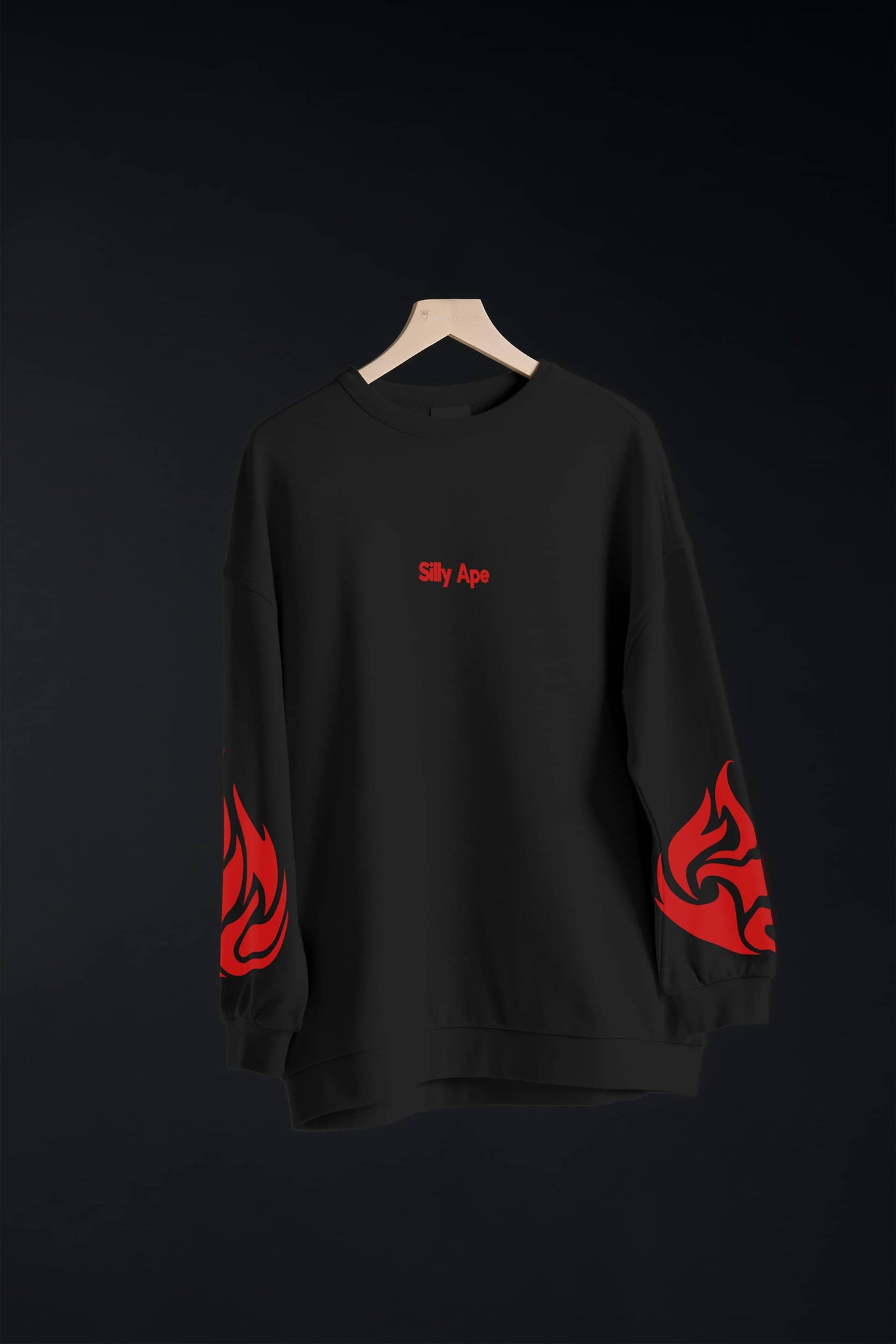 Fire Sleeves Black Sweatshirt (Oversized)